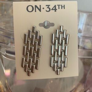 ON•34TH Silver Geometric chain Earrings